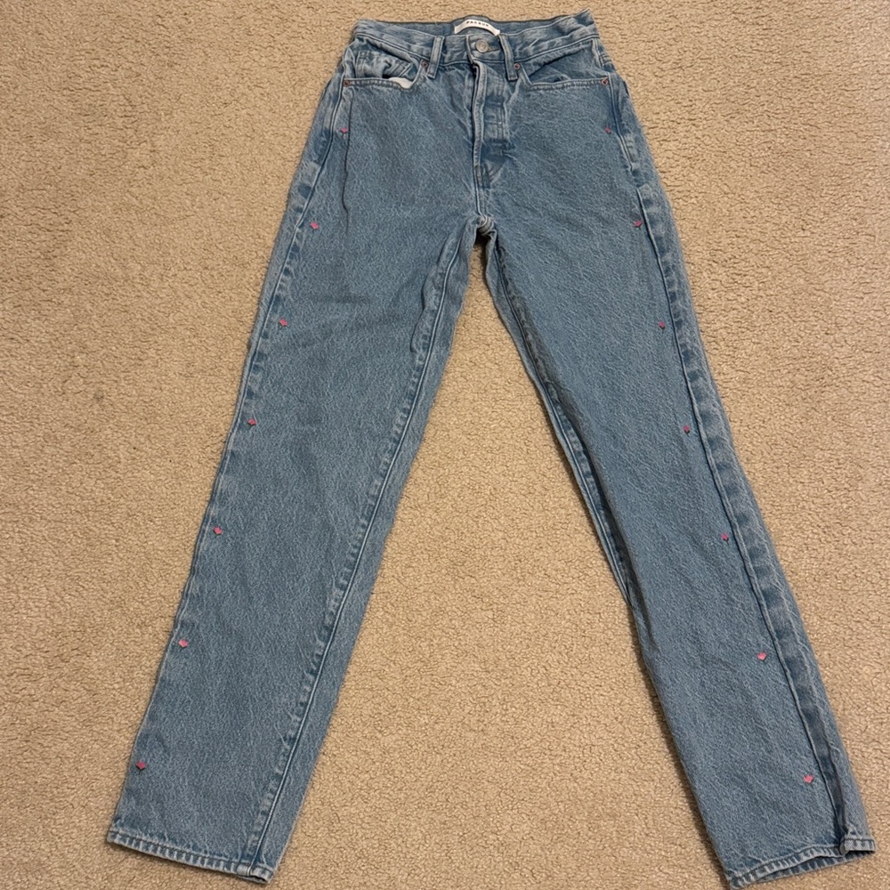 PacSun High Rise Blue Jeans with Pink Accents